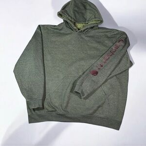 Carhartt Hoodie Mens 2XL Forest Green Sweatshirt  Logo Streetwear Tall Fit